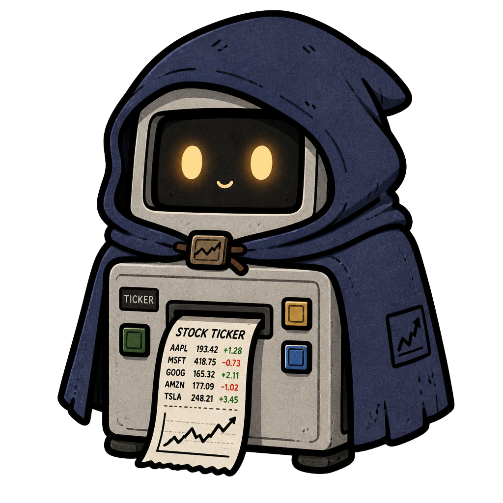 A hooded machine printing a tokenised stock receipt